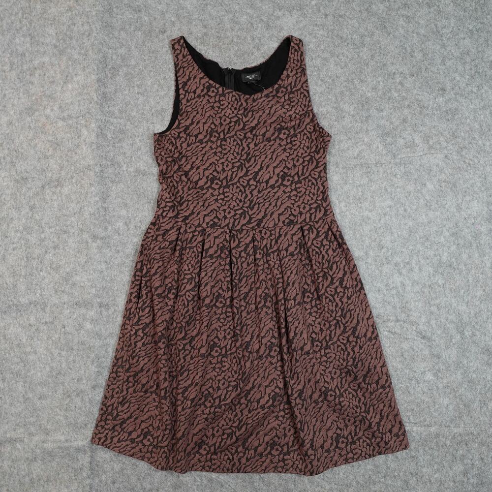Anthropologie Dress Womens Medium Deletta Fit Flare Animal Leopard Textured‎